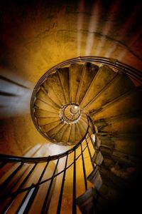 Directly below shot of spiral staircase