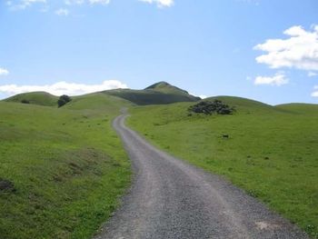 Country road leading towards mountains