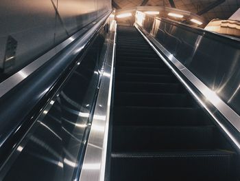 High angle view of escalator