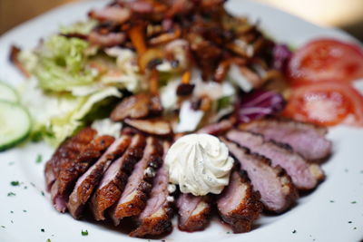 Close-up of meal served in plate