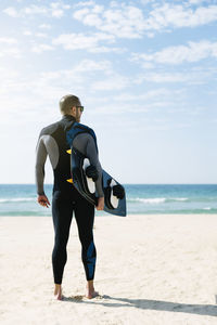 Full length of young man standing on beach