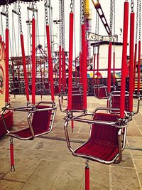 Close-up of empty chairs