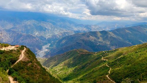 Scenic view of mountains against sky