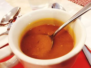 Close-up of soup in bowl