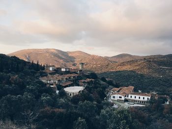 High angle view of townscape against sky