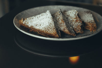 Close-up of dessert in plate on table