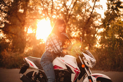 Woman riding motorcycle