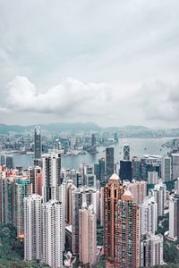 High angle view of buildings against sky in city