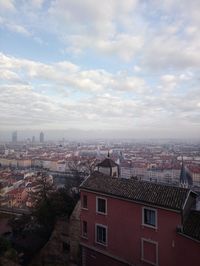 High angle view of townscape against sky