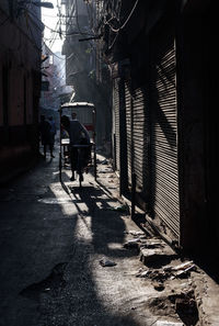 Man on bicycle in city