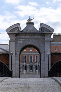 Exterior of historic building against sky