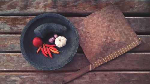 High angle view of food on table