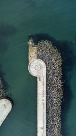 High angle view of building by sea