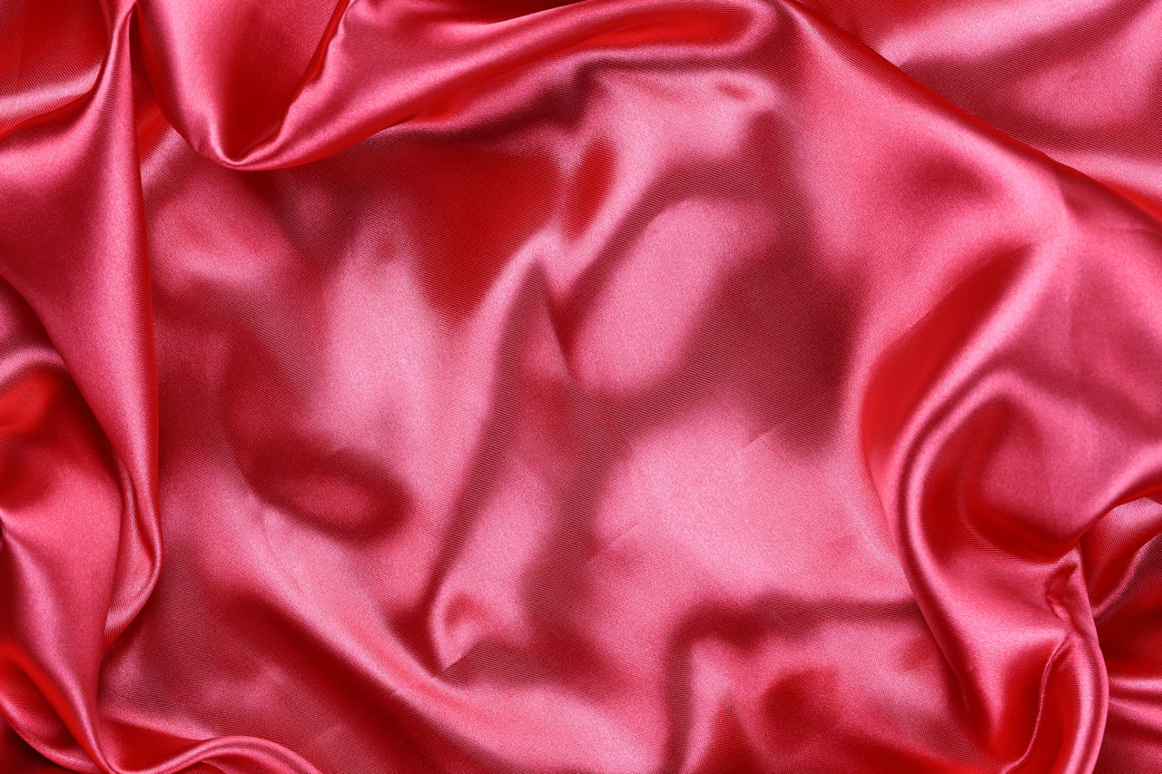 pink, textile, satin, rippled, backgrounds, silk, petal, wrinkled, red, full frame, pattern, wave pattern, crumpled, textured, luxury, folded, smooth, wealth, no people, linen, bed, curve, sheet, abstract, shiny, softness, material, clothing, elegance, velvet, magenta, directly above, indoors, abstract backgrounds, copy space, flower, fashion