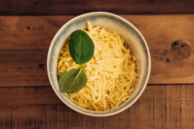 Close-up of soup in bowl on table