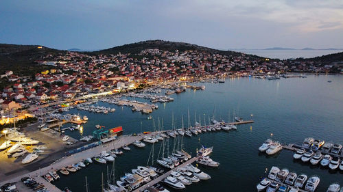 Aerial image of nightly harbor