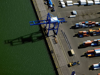 Aerial shot of container terminal in the port of reykjavik