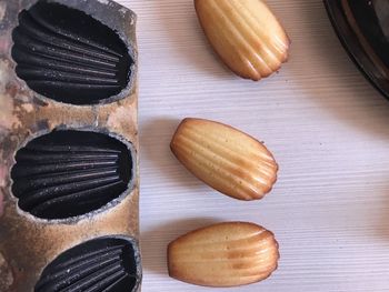 High angle view of dessert on table