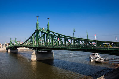 Liberty bridge or freedom bridge over the danube river in budapest