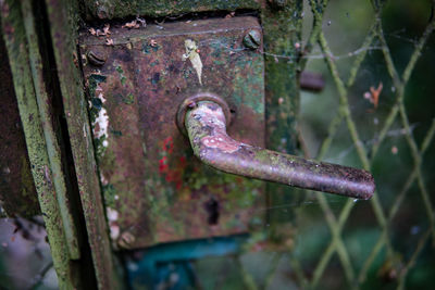 Close-up of rusty metal door