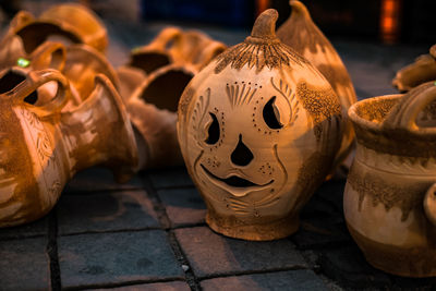 Traditional romanian handmade ceramics market at the potters fair from sibiu, romania