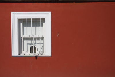 Close-up of window on wall of building