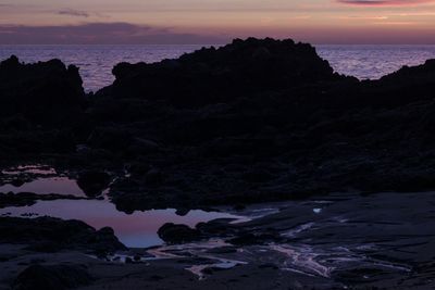 Scenic view of sea at sunset