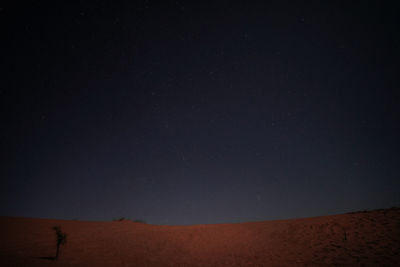 Scenic view of landscape against sky at night