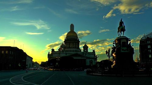 View of city at sunset