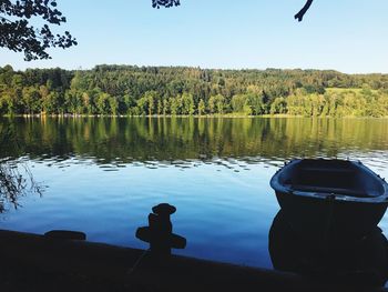 Scenic view of lake against clear sky