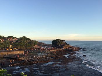 Scenic view of sea against blue sky