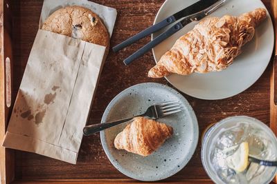 High angle view of food on table