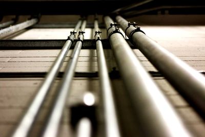 High angle view of piano keys on table