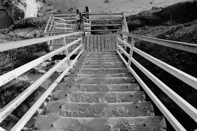 Railroad tracks on steps