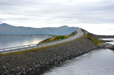 Atlantic oceanic road bridge on a cloudy day