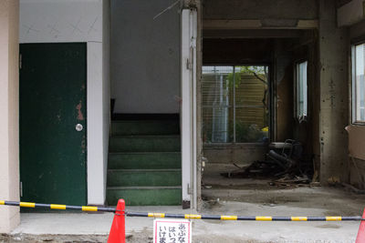 Closed door of abandoned building