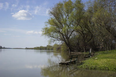 Scenic view of lake against sky