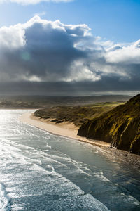 Scenic view of landscape against cloudy sky