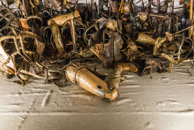 Prosthetic legs in the auschwitz - birkenau concentration camp. oswiecim, poland, 17 july 2022