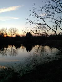 Scenic view of lake at sunset