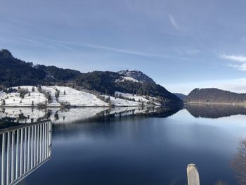 Scenic view of lake against sky