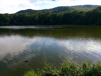 Scenic view of lake against sky