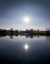 Scenic view of lake against sky