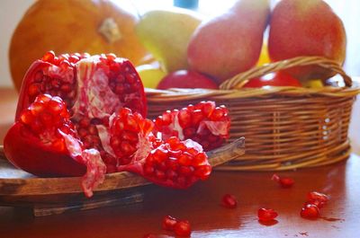 Close-up of strawberries in basket