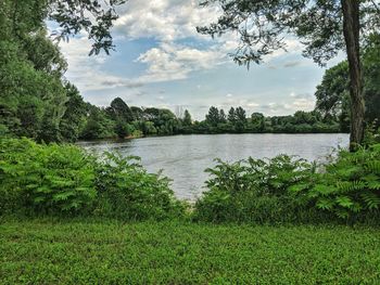 Scenic view of lake against sky