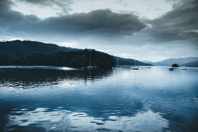 Scenic view of lake against sky