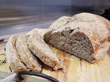 Close-up of bread in plate on table