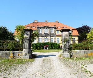 Built structure against clear blue sky