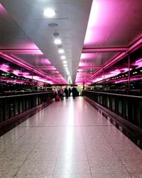 Illuminated subway station platform