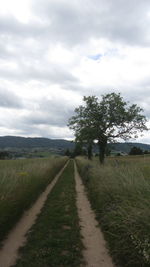 Road amidst field against sky